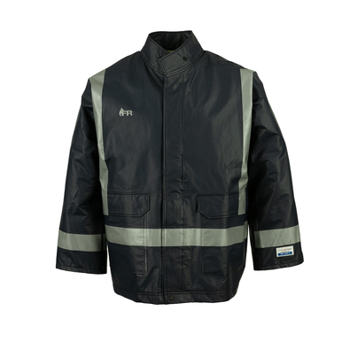 Lightweight FR Rain Jacket with Reflective Trim and Patch Pockets