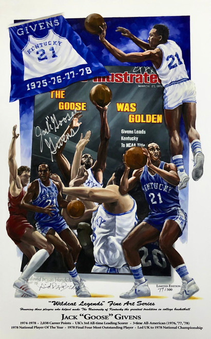 Jack "Goose" Givens Wildcat Legend Print hand signed by Jack Givens