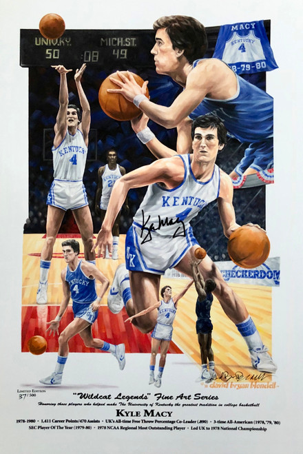 Kyle Macy "Wildcat Legend" print hand signed by Kyle Macy