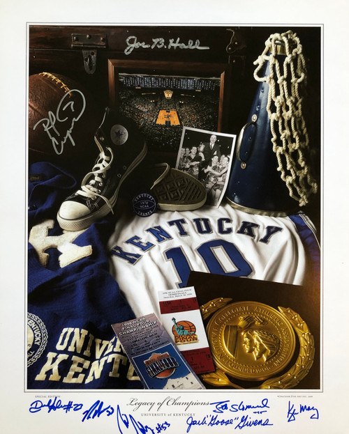 16x20 signed by Joe B Hall, Jeff Sheppard, Rick Robey, Tony Delk, Derek Anderson, Jack "Goose" Givens, and Ron Mercer