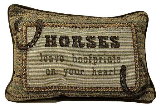 HORSES leave hoofprints on your heart pillow small 12.5Wx8.5H