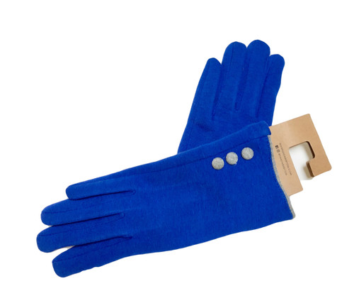 Ladies royal gloves with gray buttons 80% cotton/20% polyester one size.
