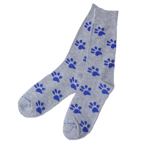 Grey sock/ blue paws fits shoe size 6-12