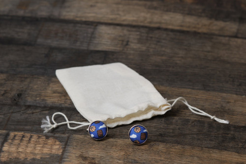 Royal cuff with bourbon barrel, basketball, state outline and silver links