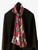 100% polyester with silk feel, burgundy with white and black horses