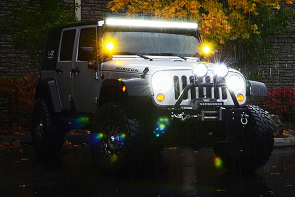 JEEP JK BLACK CHROME LED HEADLIGHT KIT 7" ROUND VORTEX LED HEADLIGHTS W/ HALO & ANTIFLICKER