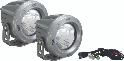 OPTIMUS ROUND SILVER 1 10W LED 60° FLOOD KIT OF 2 LIGHTS. Vision X XIL-OPR160SKIT