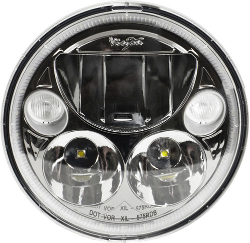 SINGLE BLACK CHROME FACE 5.75" ROUND VORTEX LED HEADLIGHT W/ LOW-HIGH-HALO Vision X XIL-575RDB 9895635