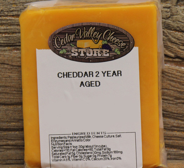 2 Year Aged Yellow Cheddar - Cedar Valley Cheese Store