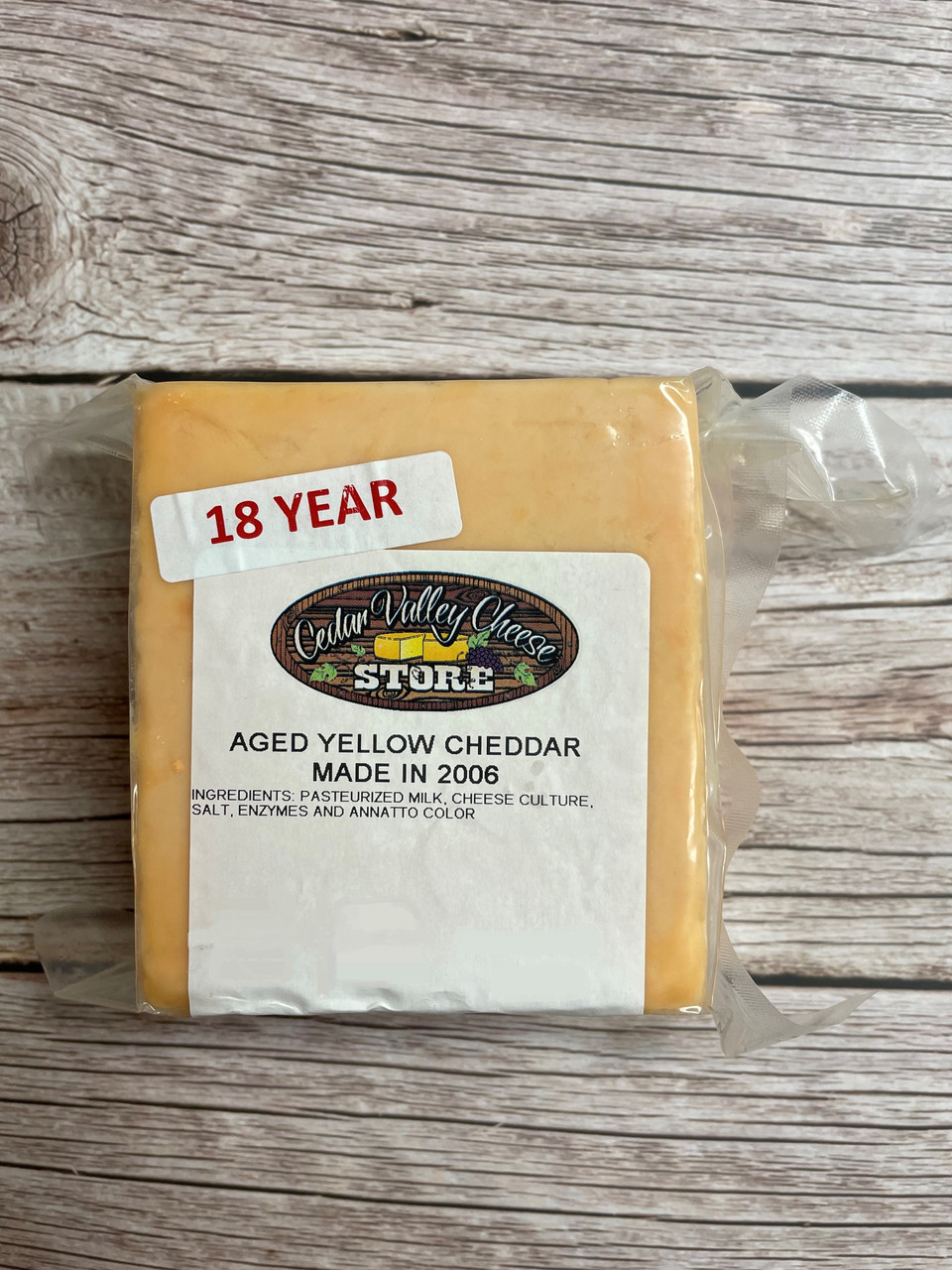 18 Year Aged Yellow Cheddar - Cedar Valley Cheese Store