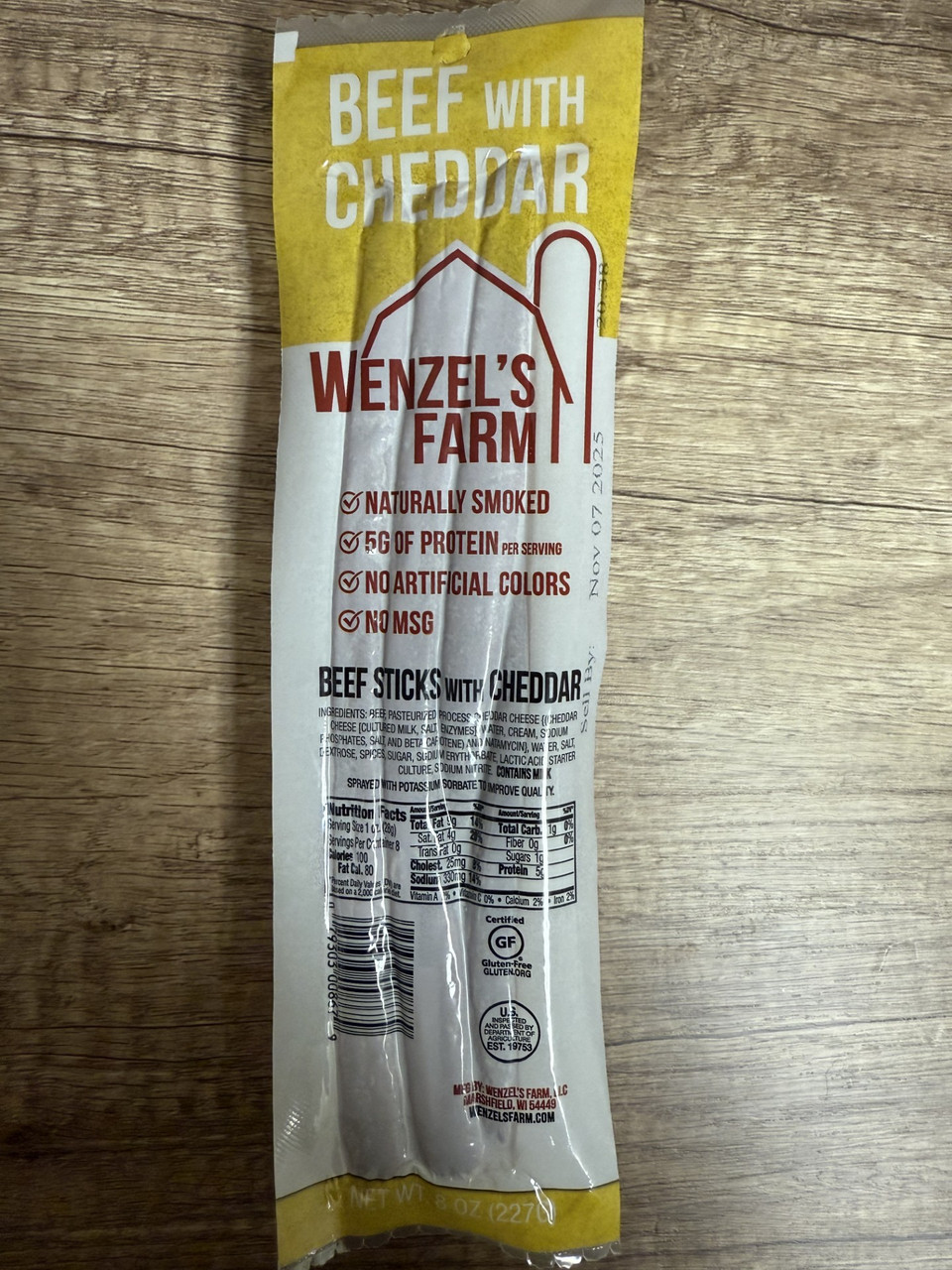 Wenzel's Farm Sausage Beef with Cheddar Sticks-8oz - Cedar Valley