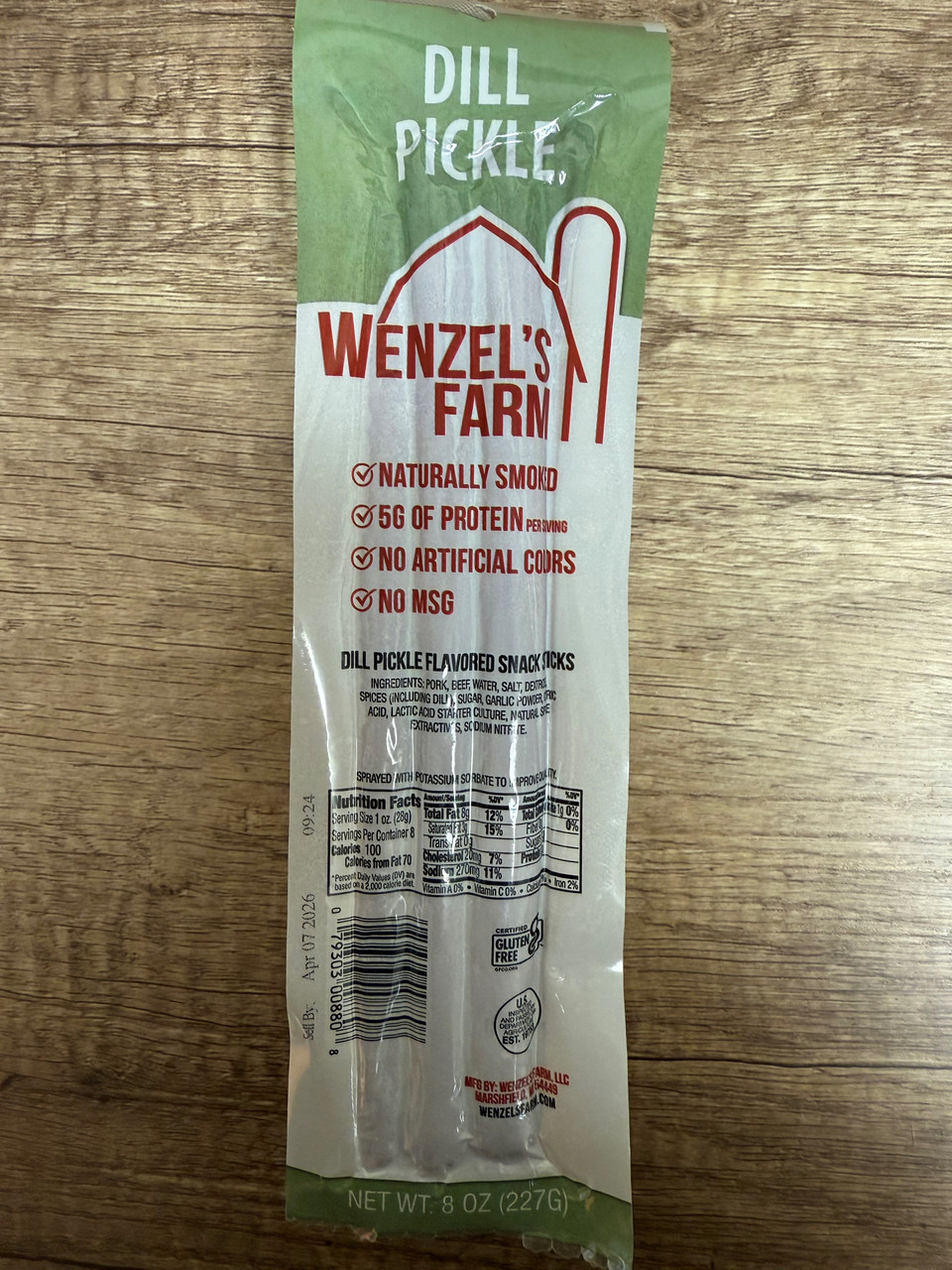 Wenzel's Farm Sausage Dill Pickle Sticks-8oz - Cedar Valley Cheese
