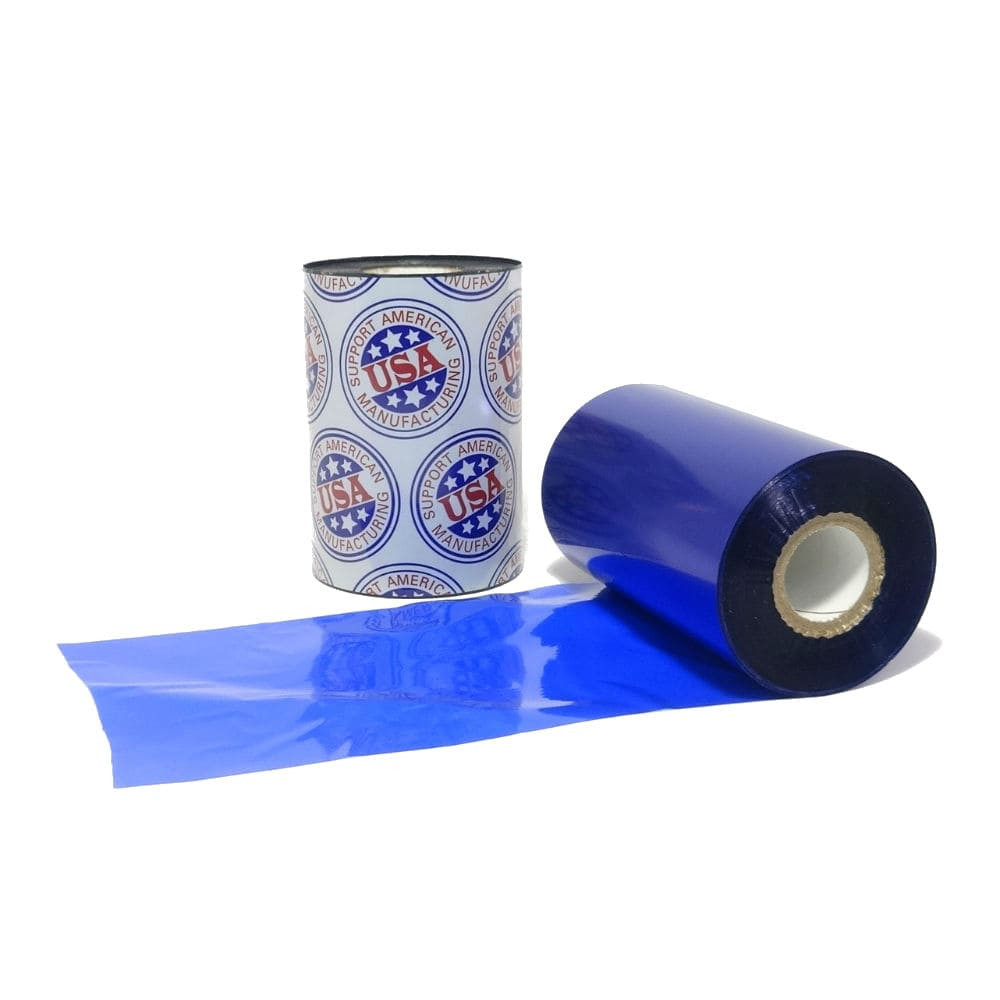 Resin Ribbon: 3.26" x 1,181' (83.0mm x 360m), Ink on Inside, Blue, $40.86 per Roll in 24 Roll Case.