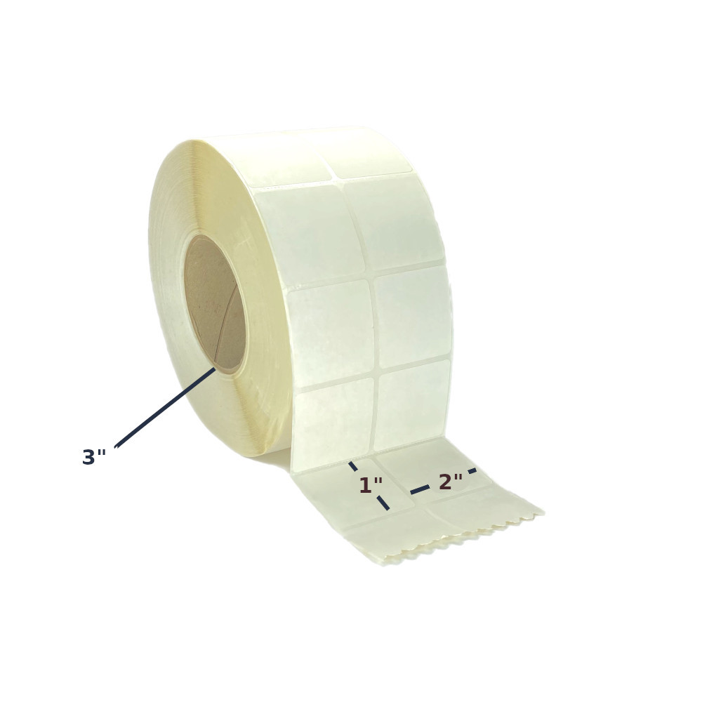 2" x 1", Thermal Transfer, Perforated, Roll, 3" Core, Coated, 2-Up, $25.29 per Roll in 4 Roll Case