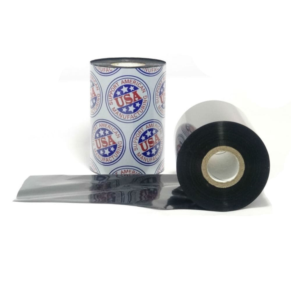 Wax Ribbon: 5.51” x 1,476’ (140.0mm x 450m), Ink on Outside, Resin Enhanced, $13.57 per Roll in 24 Roll Case