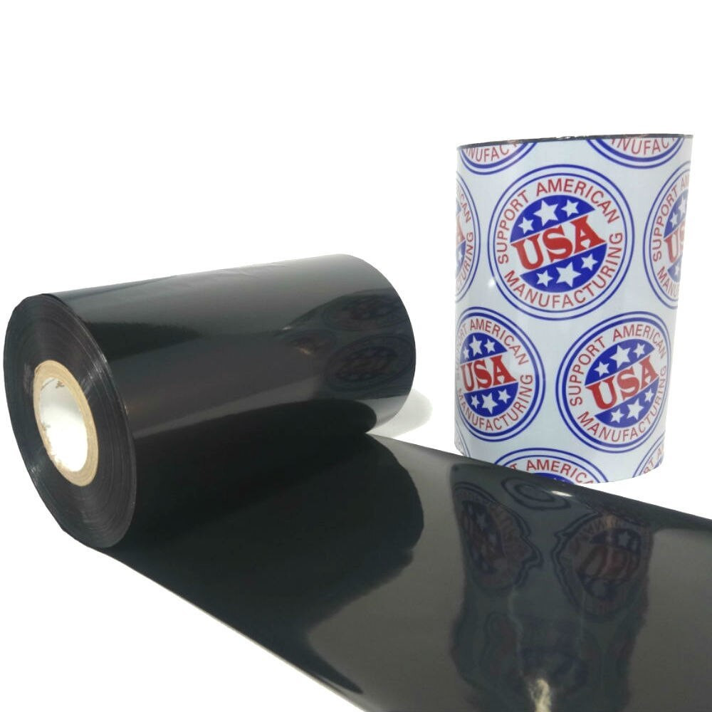 Wax Ribbon: 4.50” x 1,345’ (114.3mm x 410m), Ink on Inside, Resin Enhanced, $8.49 per Roll in 24 Roll Case