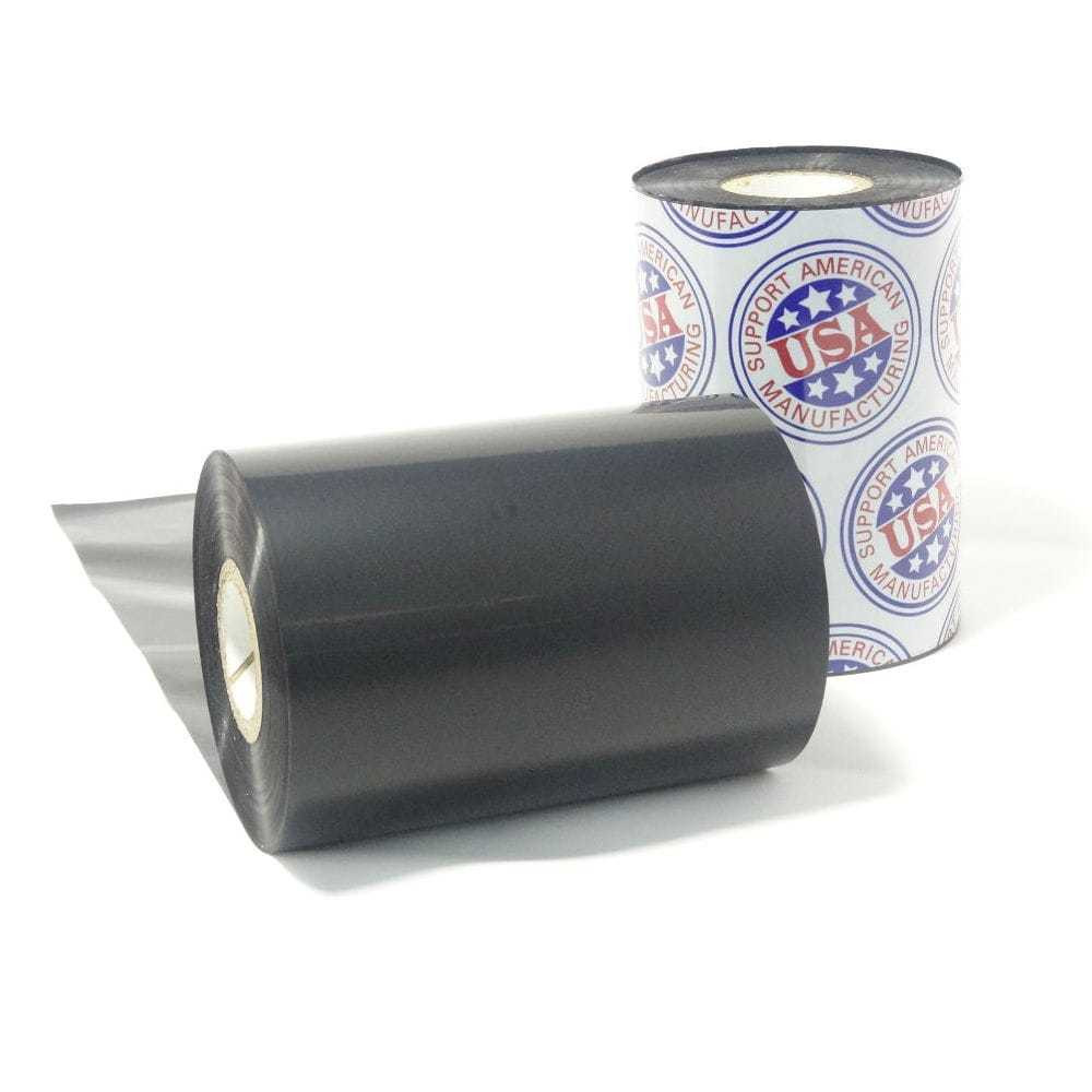 Wax Ribbon: 4.17” x 1,476’ (106.0mm x 450m), Ink on Inside, Resin Enhanced, $8.64 per Roll in 24 Roll Case