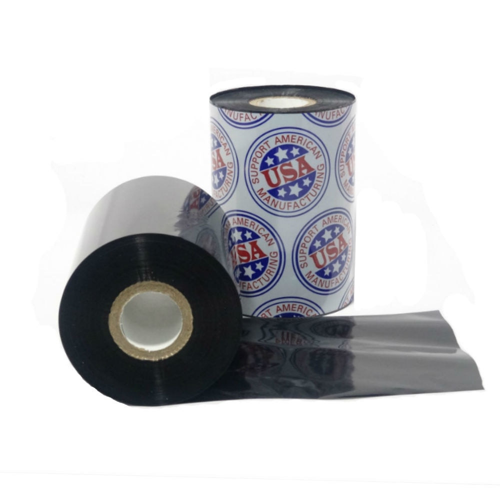 Wax Ribbon: 4.09” x 1,502’ (104.0mm x 458m), Ink on Outside, Resin Enhanced, $8.63 per Roll in 24 Roll Case