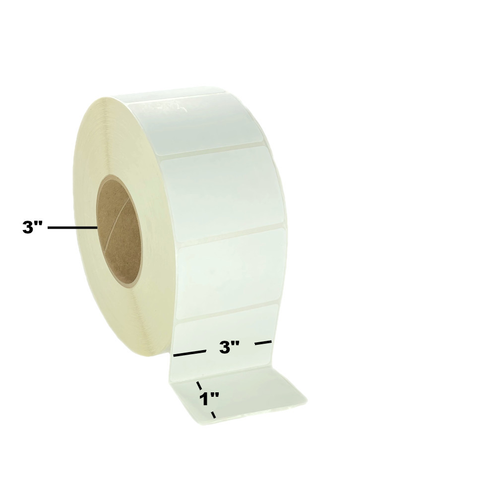 3" x 1", Thermal Transfer, Perforated, Roll, 3" Core, Coated, Premium, $16.43 per Roll in 6 Roll Case