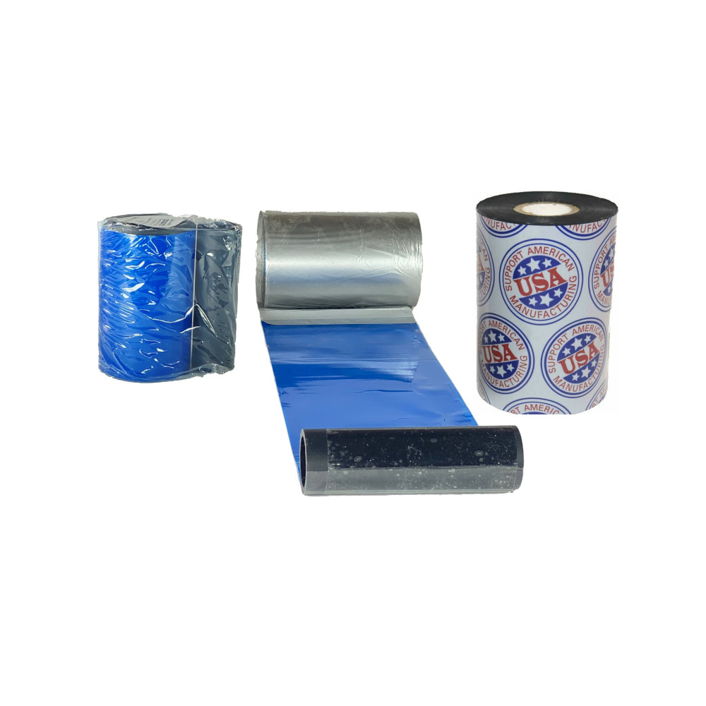 Wax Resin Ribbon: 2.16” x 2,460’ (55.0mm x 750m), Ink on Outside, Silver, Near Edge, $25.56 per Roll in 24 Roll Case