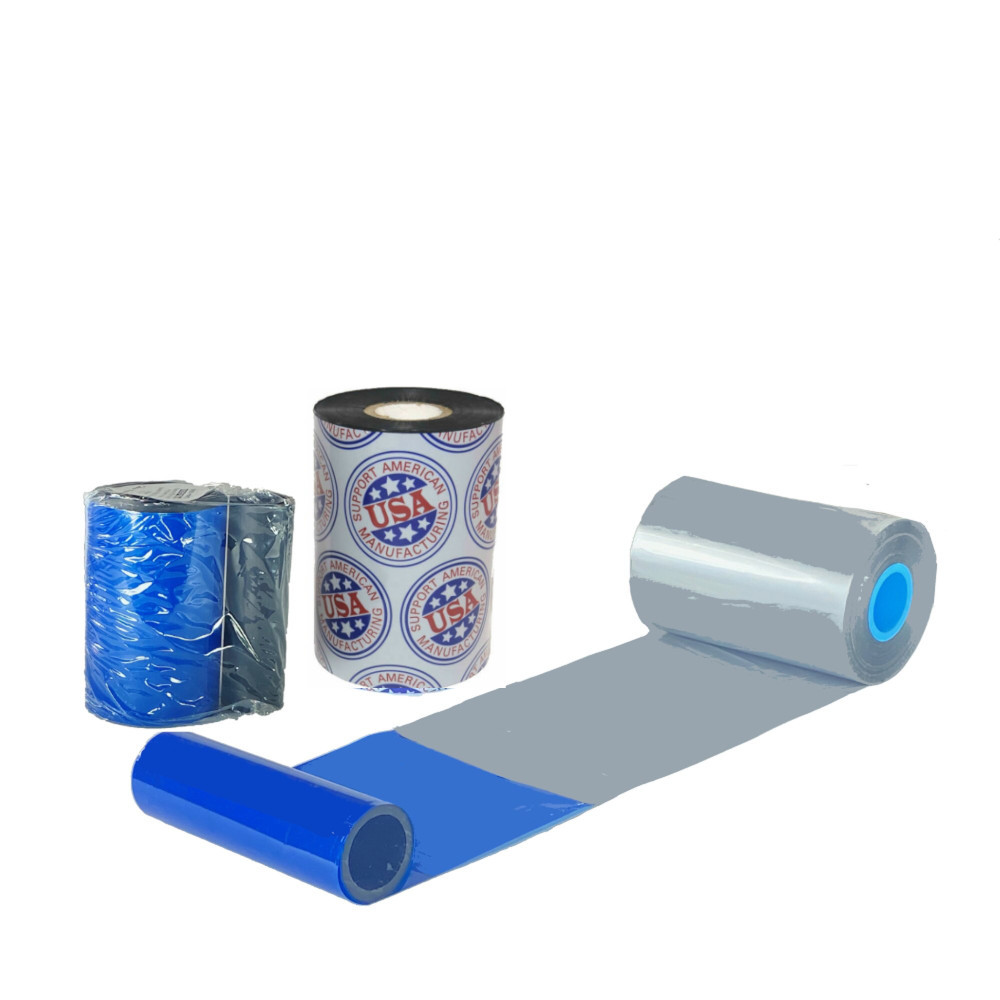 Wax Resin Ribbon: 4.33” x 1,968’ (110.0mm x 600m), Ink on Outside, Silver, Near Edge, $39.90 per Roll in 24 Roll Case