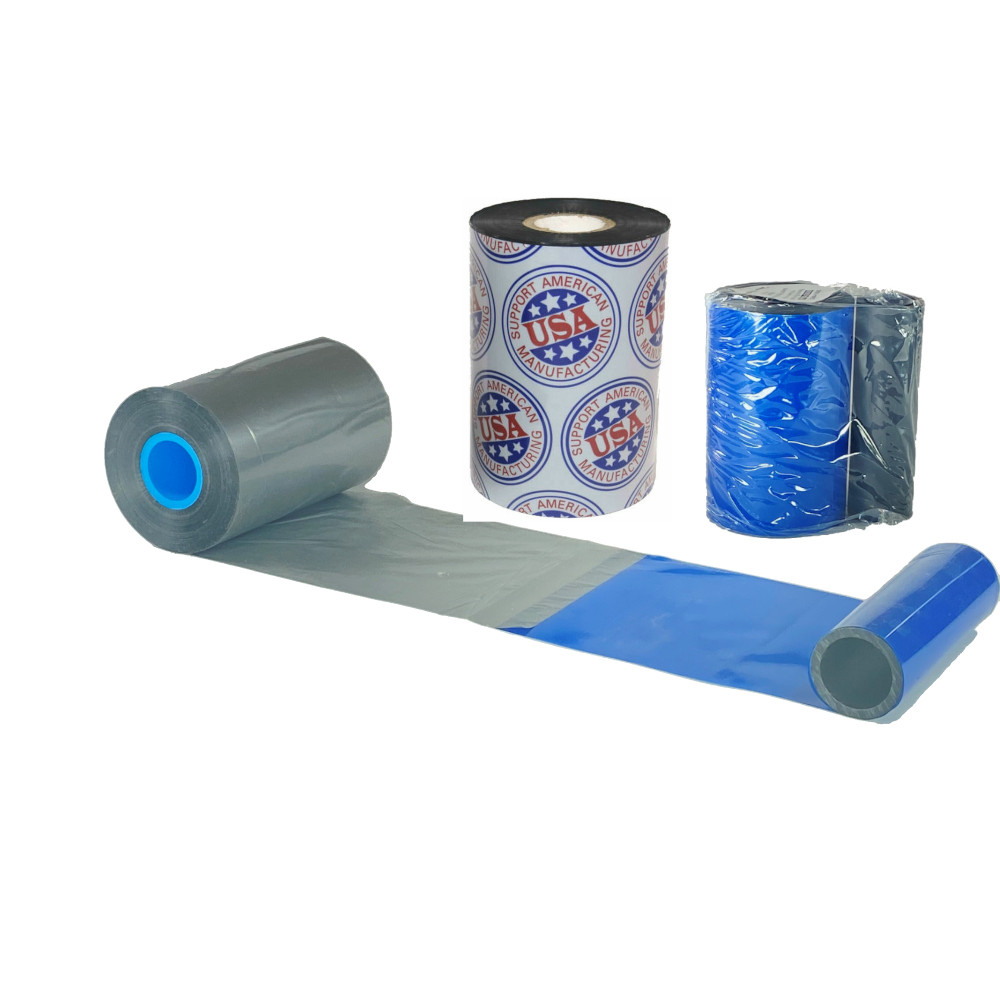Wax Resin Ribbon: 2.17” x 3,280’ (55.0mm x 1000m), Ink on Outside, Silver, Near Edge, $35.41 per Roll in 12 Roll Case