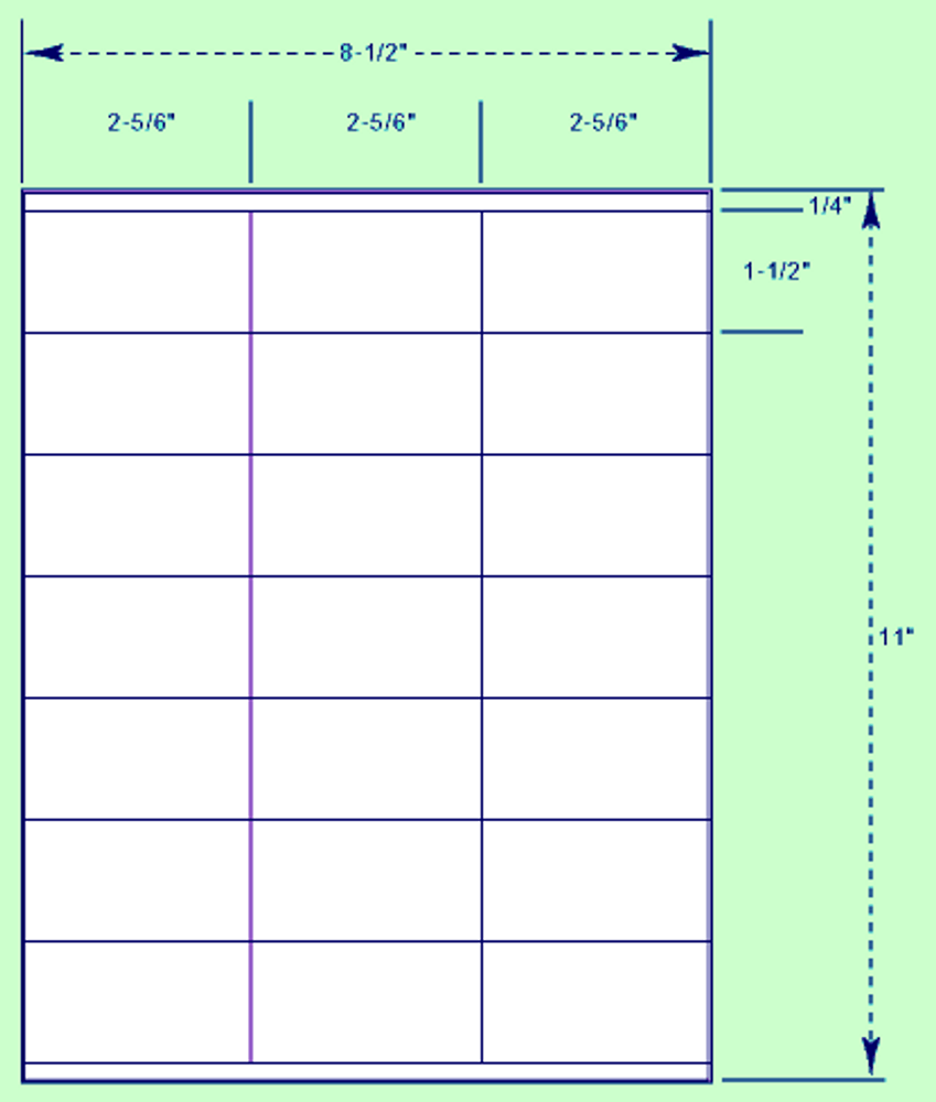 Cut Sheet 2-5/6" x 1-1/2" Labels with Gripper for laser printers, ink jet printers and Photocopiers