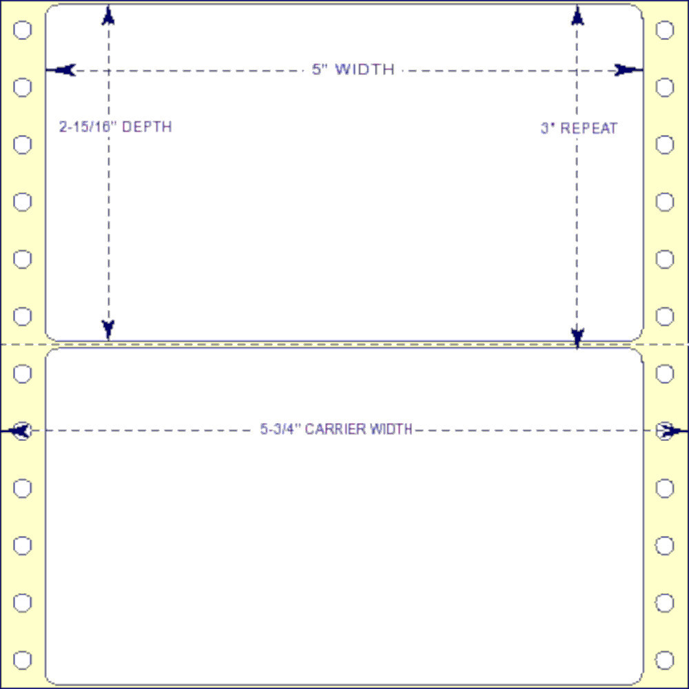 5" x 2-15/16", Pinfeed, 1 Label Across, 5,000 Labels a Case