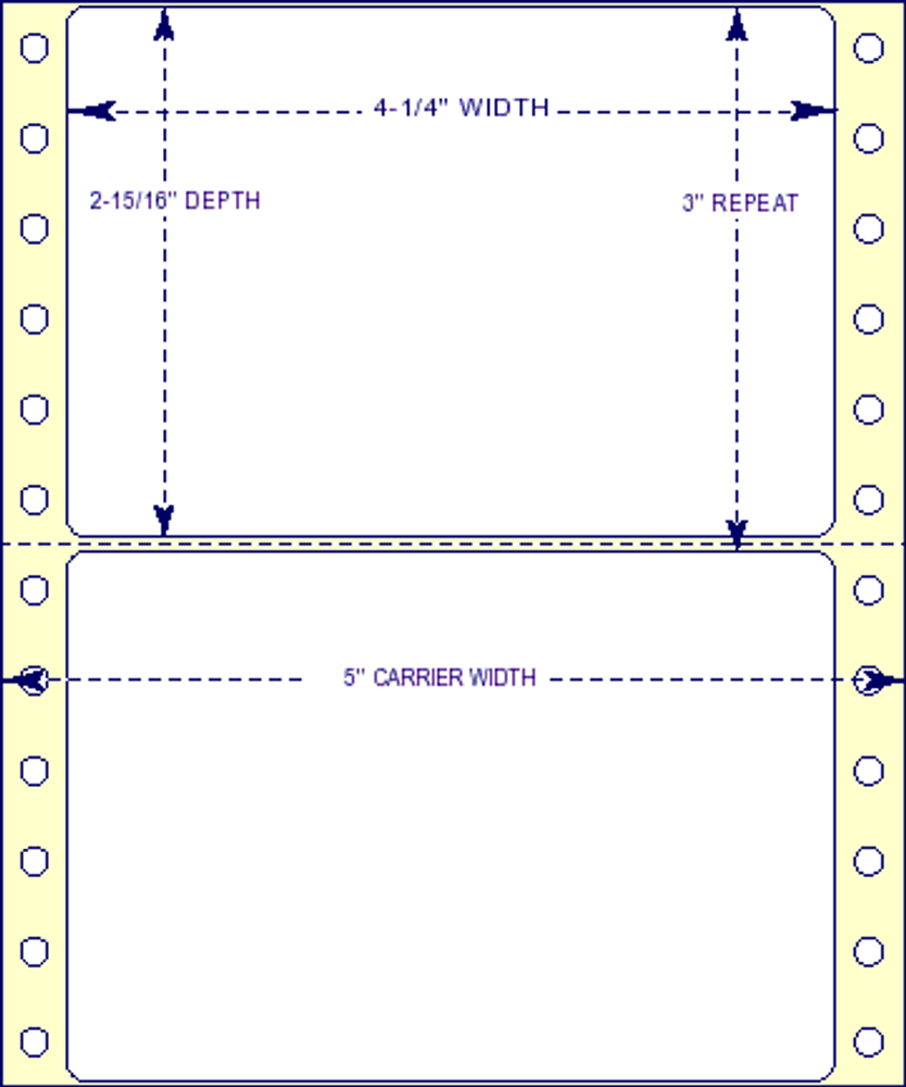 4-1/4" x 2-15/16", Pinfeed, 1 Label Across, 5,000 Labels a Case
