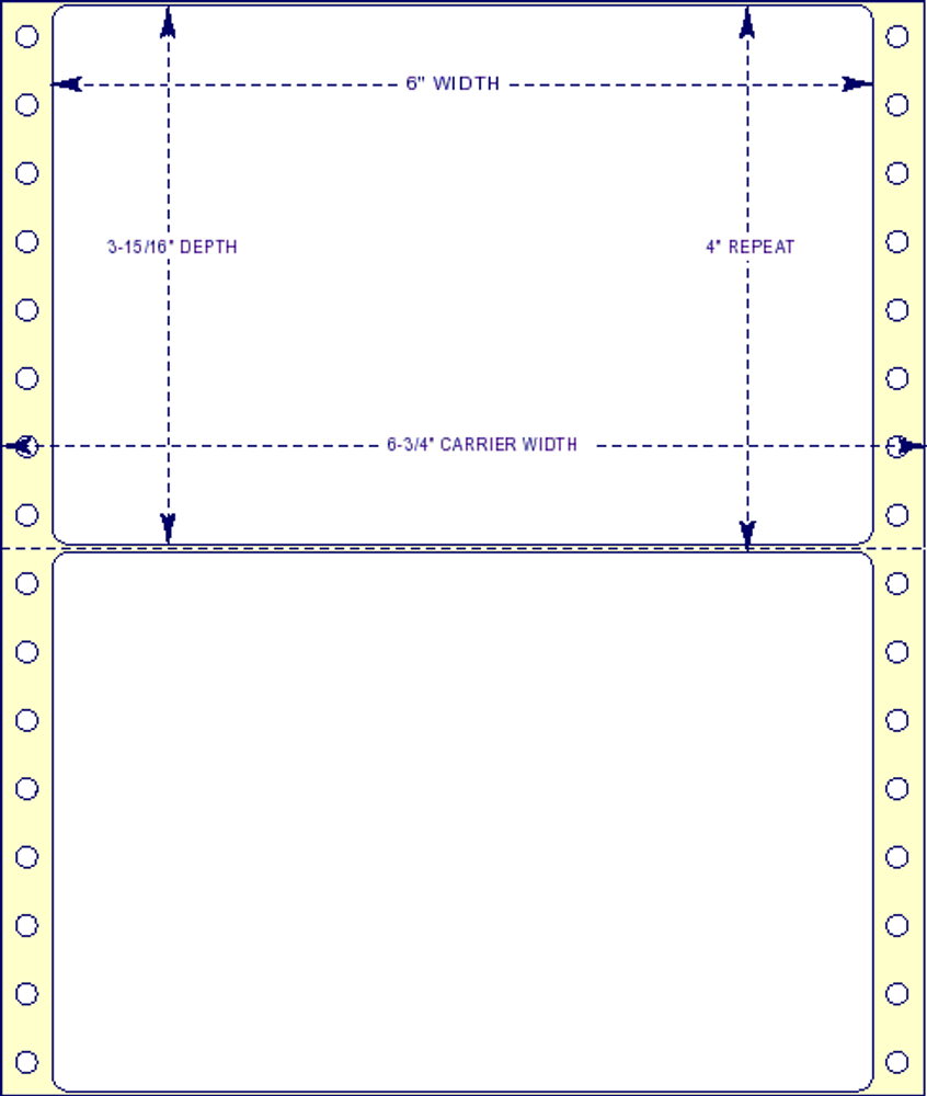 6" x 3-15/16", Pinfeed, 1 Label Across, 2,500 Labels a Case