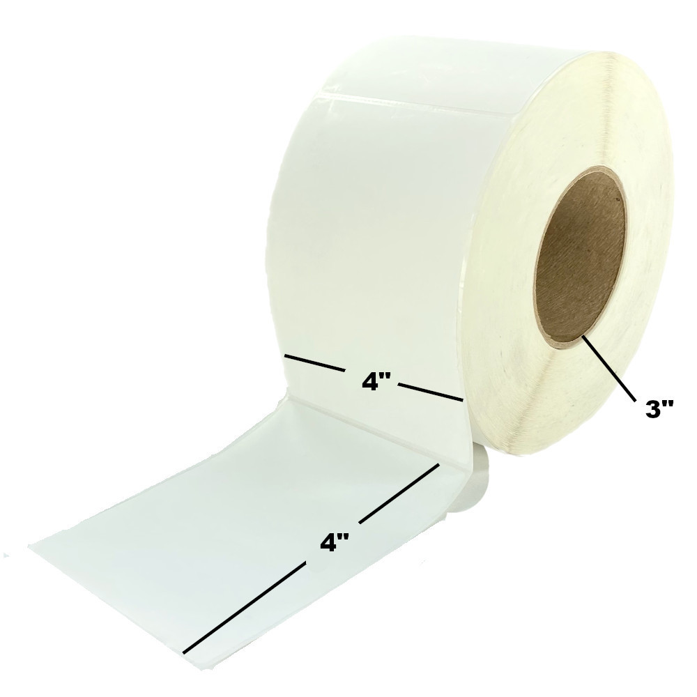 4" x 4 ", Thermal Transfer, Perforated, Roll, 3" Core, Coated, General Use, $15.25 per Roll in 4 Roll Case