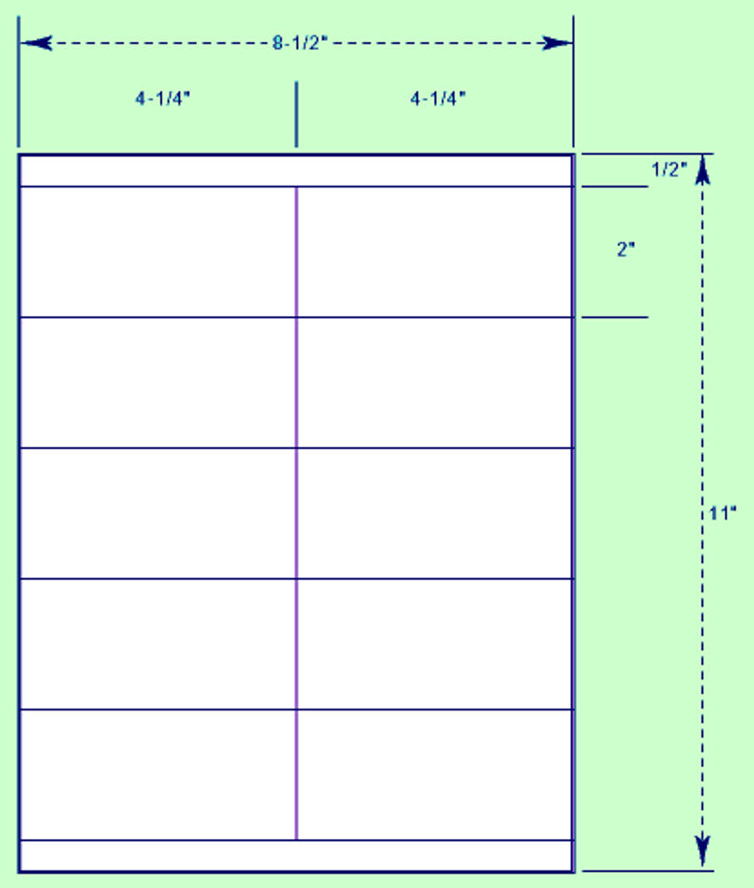 cut sheet 4-1/4" x 2" Labels with Gripper Margin for laser printers, ink jet printers and Photocopiers