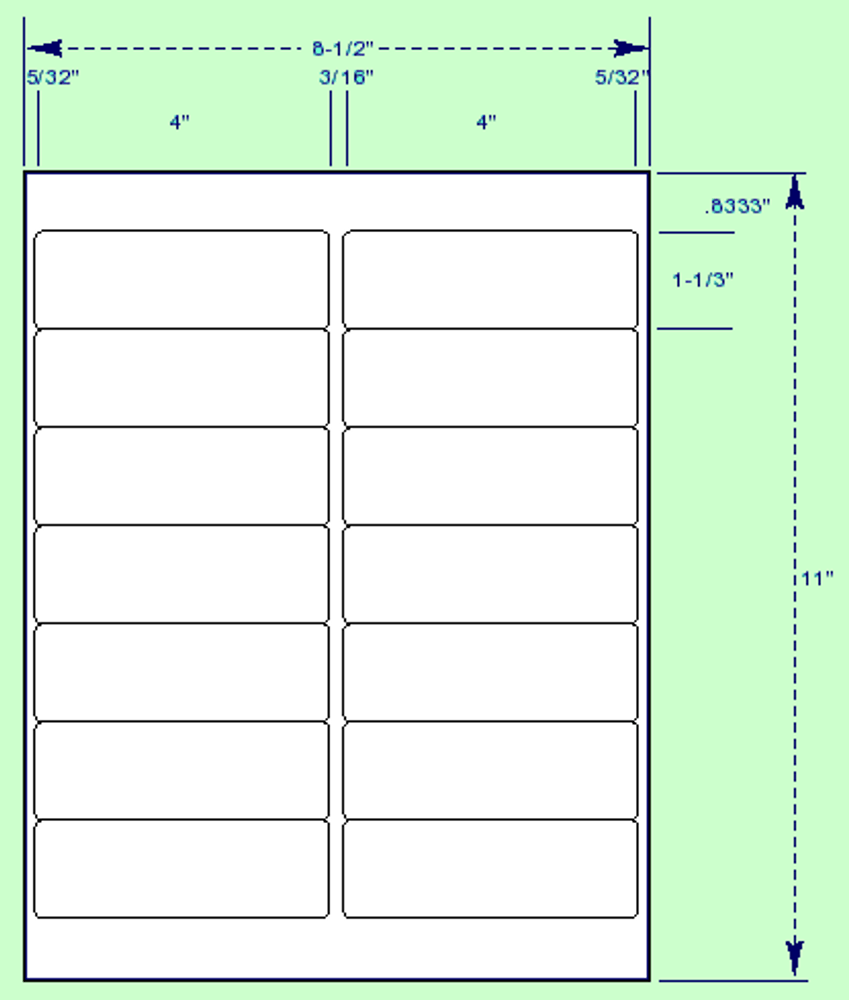 Cut Sheet 4" x 1-1/3" Labels with Gripper Margin for laser printers, ink jet printers and Photocopiers