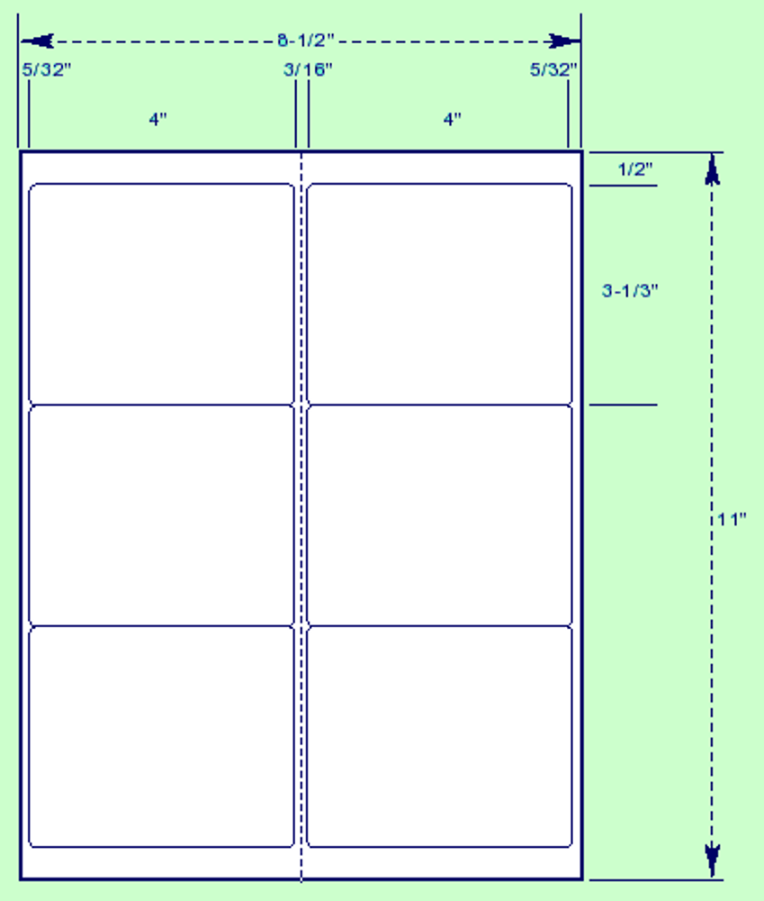 Cut Sheet 4" x 3-1/3" Labels with Gripper Margin for laser printers, ink jet printers and Photocopiers