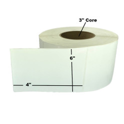 4" x 6", Direct Thermal, Non-Perforated, Roll, 3" Core, Coated, Premium, $33.84 per Roll in 4 Roll Case. Loading