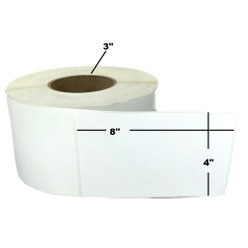 4" x 8", Thermal Transfer, Non-Perforated, Roll, 3" Core, Coated, Premium, $18.49 per Roll in 4 Roll Case Loading