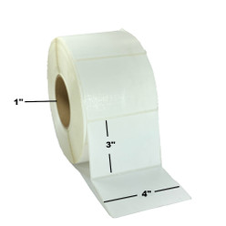 4" x 3", Direct Thermal, Perforated, Roll, 1" Core, Uncoated, 4" Outside Diameter, Premium, $9.68 per Roll in 12 Roll Case Loading