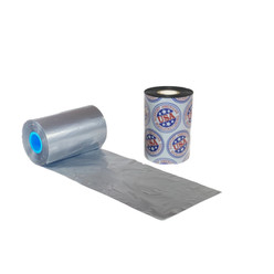 Wax Resin Ribbon: 2.17” x 3,609’ (55.0mm x 1100m), Ink on Inside, Silver, Near Edge, $37.02 per Roll in 24 Roll Case Loading