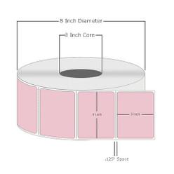 4" x 3", Thermal Transfer, Perforated, Roll, 3" Core, Coated, General Use, Pink, $29.50 per Roll in 4 Roll Case Loading