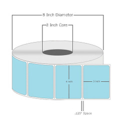 4" x 3", Thermal Transfer, Perforated, Roll, 3" Core, Coated, General Use, Blue, $29.50 per Roll in 4 Roll Case Loading