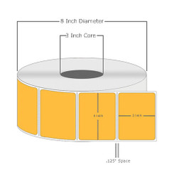 4" x 3", Thermal Transfer, Perforated, Roll, 3" Core, Coated, General Use, Orange, $29.50 per Roll in 4 Roll Case Loading