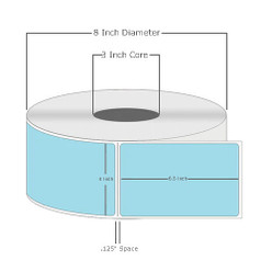 4" x 6.5", Thermal Transfer, Perforated, Roll, 3" Core, Coated, General Use, Blue, $27.25 per Roll in 4 Roll Case Loading