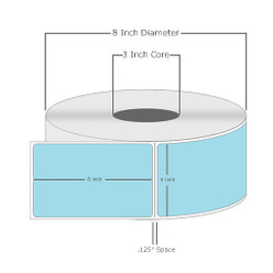 4" x 6", Direct Thermal, Perforated, Roll, 3" Core, Uncoated, General Use, Blue, $45 per Roll in 4 Roll Case Loading