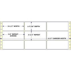 3-1/2" x 1- 7/16", Pinfeed, 3 Labels Across, Vertical Perforation Between Each Label, 15,000 Labels a Case Loading