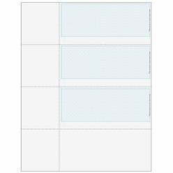 Checks, 3 per Sheet, 3 Perforations: 2 ¾", 5 ½" and 8 ¼” From Top of Check, Blue, 5 Security Features Loading