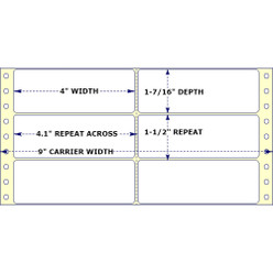 4" x 1-7/16", Pinfeed, 2 Labels Across, Vertical Perforation Between Each Label, 10,000 Labels a Case Loading