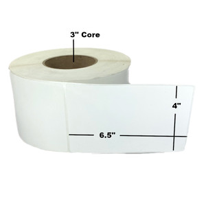 4" x 6.5", Thermal Transfer, Non-Perforated, Roll, 3" Core, Coated, Premium, $17.94 per Roll in 4 Roll Case 4" x 6.5", Thermal Transfer, Non-Perforated, Roll, 3" Core, Coated, Premium, $17.94 per Roll in 4 Roll Case