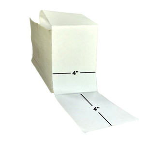 4" x 4", Thermal Transfer, Fanfold, Coated, Premium, $38.34 per Stack in a 2 Stack Case. 4" x 4", Thermal Transfer, Fanfold, Coated, Premium, $38.34 per Stack in a 2 Stack Case.