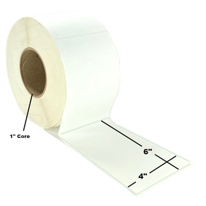 4" x 6", Direct Thermal, Perforated, Roll, 1" Core, Uncoated, 4" Outside Diameter, General Use, $8.96 per Roll in 16 Roll Case Loading