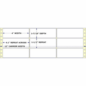 3-1/2" x 1-15/16", Pinfeed, 1 Label Across, Horizontal Perforation Between Each Label, 5,000 Labels a Case 3-1/2" x 1-15/16", Pinfeed, 1 Label Across, Horizontal Perforation Between Each Label, 5,000 Labels a Case